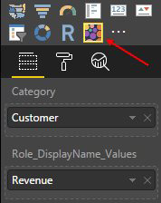 After adding the Bubble custom visual, it appears as an icon in the Visualizations panel.