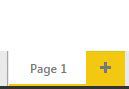 Similar to how Sheet1 appears in Excel, the first tab in Power BI Desktop is Page 1. A tab with a Plus sign is to the right and lets you insert a new sheet.