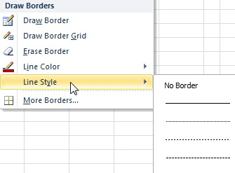 Under Draw Borders, choose a Line Style, and Line Color.