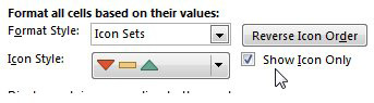 In the Icon Set dialog, choose Show Icon Only.