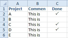 The settings in the previous figure prevent the words from spilling from column B to column C.