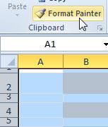 Select a range and click the Format Painter icon. 