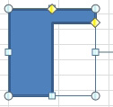 Two yellow inflection handles on the L shape let you make each leg narrow or wide.