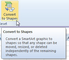 The Convert to Shapes command changes the SmartArt to shapes so you can use formulas inside of them.