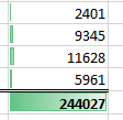 Contrast if you had included the Grand Total cell in the Data Bar range. The Grand Total gets all of the green and all of the other customers (even the large ones) get hardly any green, making them all look alike. The lesson: don't include any total cells in your Data Bar range.