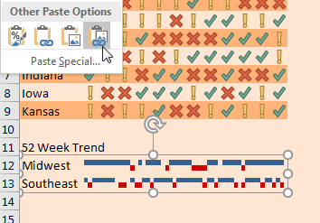 Paste the two wide columns as a Linked Picture below the narrow columns.