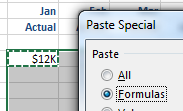 Paste Special, Formulas