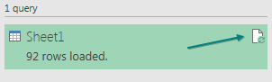 Click the Refresh icon in the Queries & Connections panel and it reports you have 92 rows loaded.