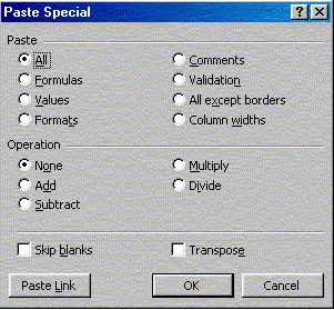 Paste Special Dialog