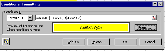 Conditional Formatting Dialog