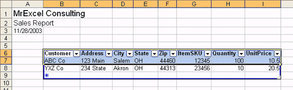 Result XML Data on the Worksheet