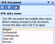 XML Data Views Pane