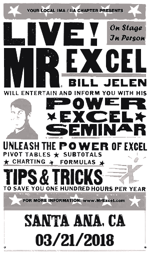 MrExcel Seminar at SANTA ANA CA