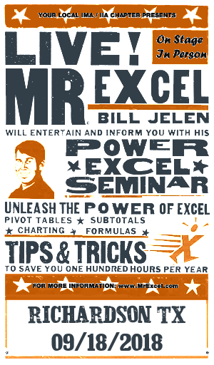 MrExcel Seminar at RICHARDSON TX