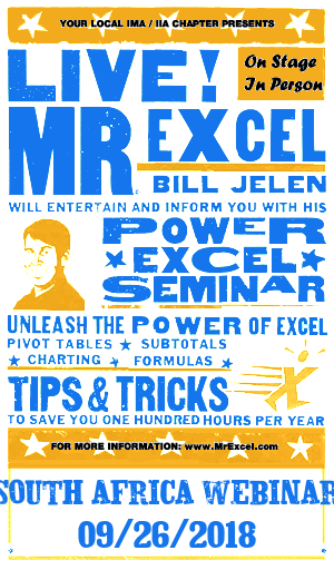 MrExcel Seminar at SOUTH AFRICA WEBINAR