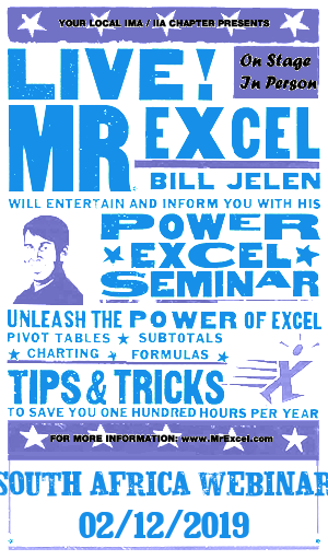 MrExcel Seminar at SOUTH AFRICA WEBINAR