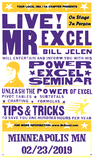 MrExcel Seminar at MINNEAPOLIS MN