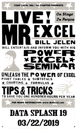 MrExcel Seminar at DATA SPLASH 19