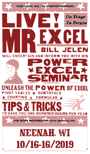 MrExcel Seminar at NEENAH, WI