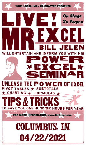 MrExcel Seminar at COLUMBUS, IN