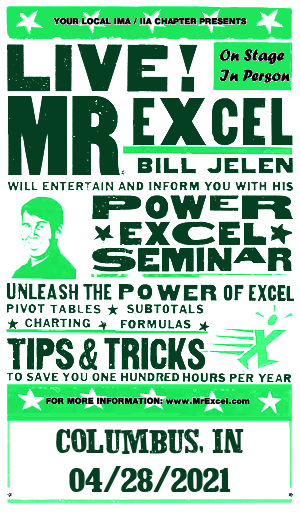 MrExcel Seminar at COLUMBUS, IN