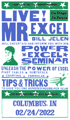 MrExcel Seminar at COLUMBUS, IN