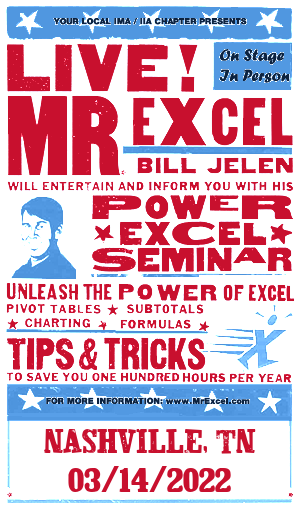 MrExcel Seminar at NASHVILLE, TN