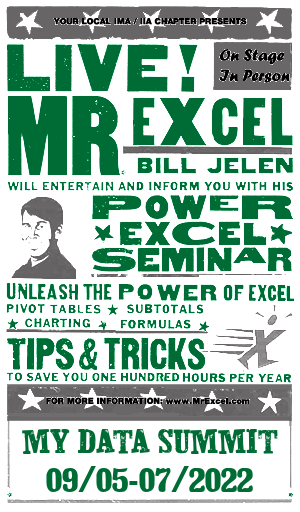 MrExcel Seminar at MY DATA SUMMIT