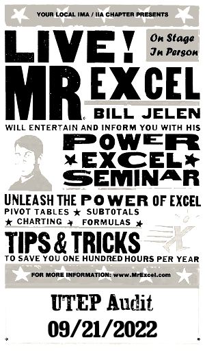 MrExcel Seminar at UTEP Audit