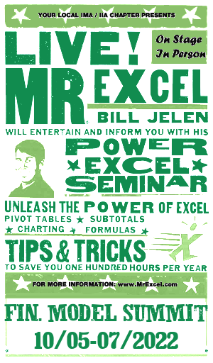 MrExcel Seminar at FINANCIAL MODELLING SUMMIT