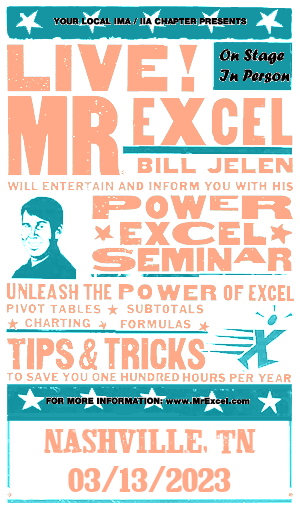 MrExcel Seminar at NASHVILLE, TN