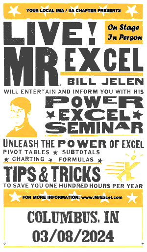 MrExcel Seminar at COLUMBUS, IN